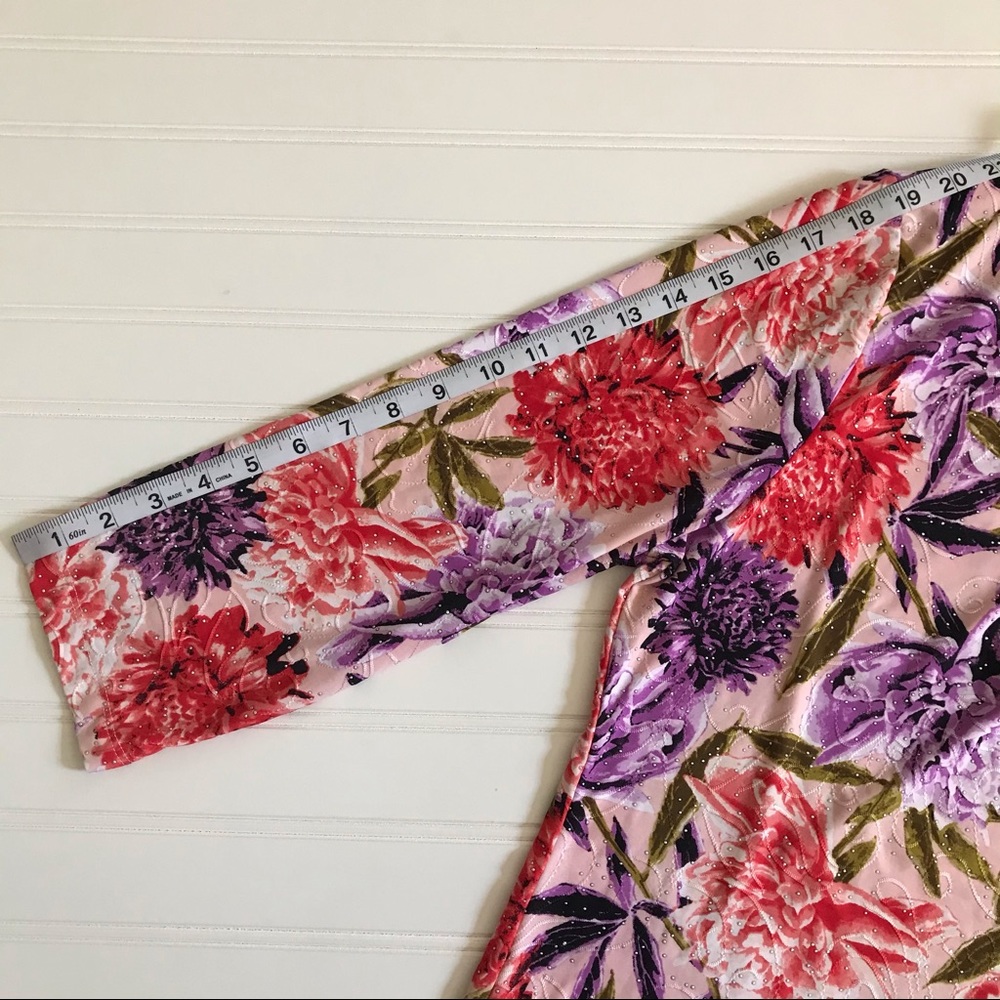 JM Collection Floral Print Embroidered Top Size XL - Picture 7 of 11